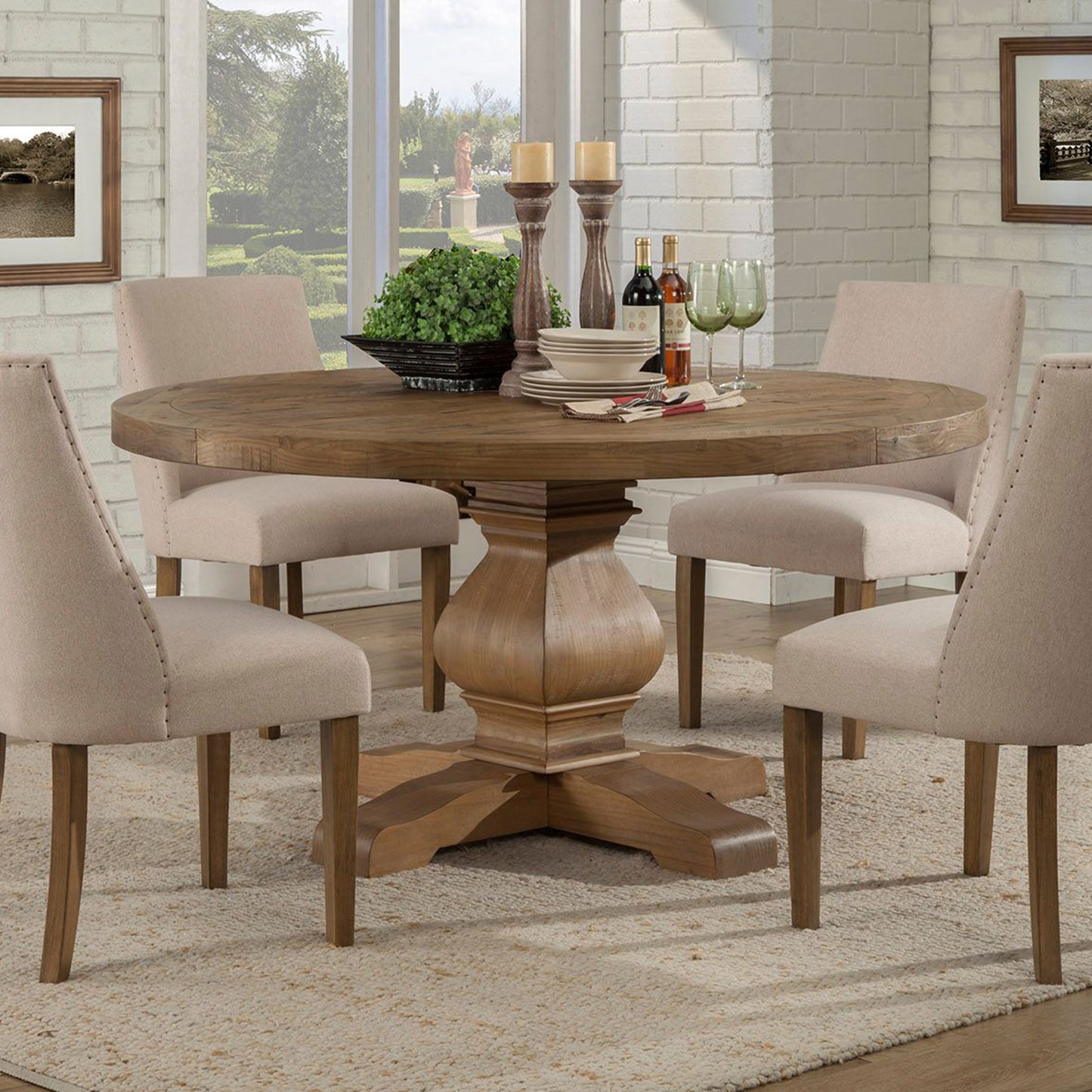 Kensington Solid Round Table, Contemporary Round Table For 6, Wooden Round Table Solid Pine Wood, Plywood, 2668-25