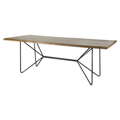 84 inch Live Edge Slab Table Acacia Wood, 8 Seater, Metal Legs, 380464 Brand: Homeroots, Size: 84inW x  38inD x  30inH, Weight: 170lb, Shape: Rectangular, Material: Top: Acacia Wood, Legs: Metal, Seating Capacity: Seats 6-8 people, Color: Top: Natural Wood, Base: Black