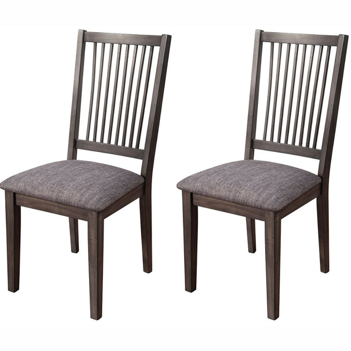 Lennox Dining Chair, Set of 2, Dark Tobacco Color, Upholstered, Rubberwood Solids & Medium Density Fiberboard, 5164-02, Brand: Alpine Furniture, Size: 18.5inW x 21.5inD x 39inH, Seat height:  19in/ 46cm, Material: Rubberwood Solids & Medium Density Fiberboard, Color: Dark Tobacco, Dark Grey Polyester Seat 