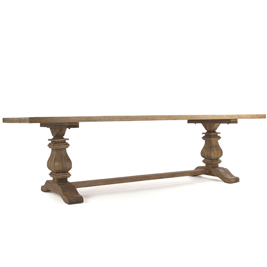 Avery | Rectangular Table For 10, Solid Wood Trestle Dining Table, CT514 701 Brand: Zentique Size: 110.25inW x 39.25inD x 30.5inH, Weight: 215lb, Shape: Rectangular Material: Solid Wood, Seating Capacity: Seats 8-10 people, Color: Gray