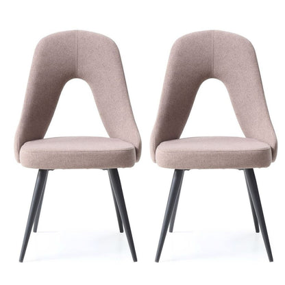 Traci Dining Chair, Set of 2, Brown Fabric, Powder Coated Metal Legs, DC1471-BRN Brand: Whiteline Modern Living Size: 24inW x 21inD x 35inH, Weight:  31lb, Color: Brown, Legs: Black , Assembly Required: Yes, Avoid Power Tools!