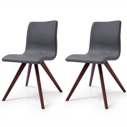 Olga Dining Chair, Set of 2, Gray, Faux Leather, Walnut Solid Wood Legs, DC1243P-GRY Brand: Whiteline Modern Living Size: 21inW x 21inD x 33inH, Seat Height:  19.3in/ 49cm, Weight:  24lb, Material: Faux leather & solid walnut wood, Color: Gray, Assembly Required: Yes, Avoid Power Tools!