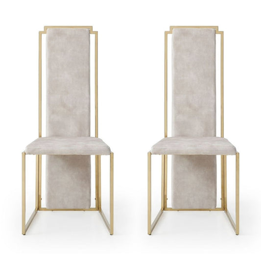 Sumo Dining Chair, Set of 2, Adore Beige Fabric, Polished Gold Stainless Steel Frame, DC1658FBEI, Brand: Whiteline Modern Living,  Size: 22inW x 18inD x 43inH, Weight: 26lb, Material: Adore Beige fabric, polished gold stainless steel frame Color: Beige & Gold, Assembly Required: No, Weather Resistant: No