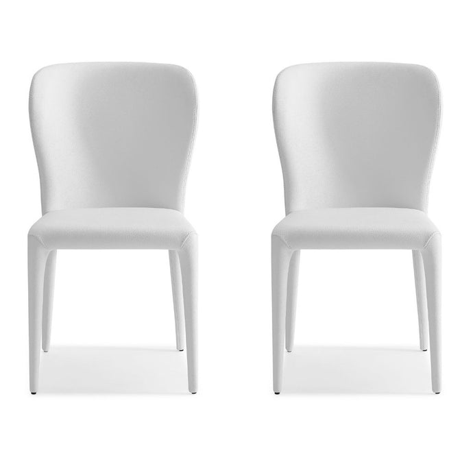 Hazel Dining Chair, Set of 2, White, Faux Leather, DC1455-WHT Brand: Whiteline Modern Living, Size: 20inW x 24inD x 35inH Seat Height:  18.5in/ 47cm, Weight: 13lb, Material: Faux leather Color: White, Assembly Required: No, Weather Resistant: No, Set of 2