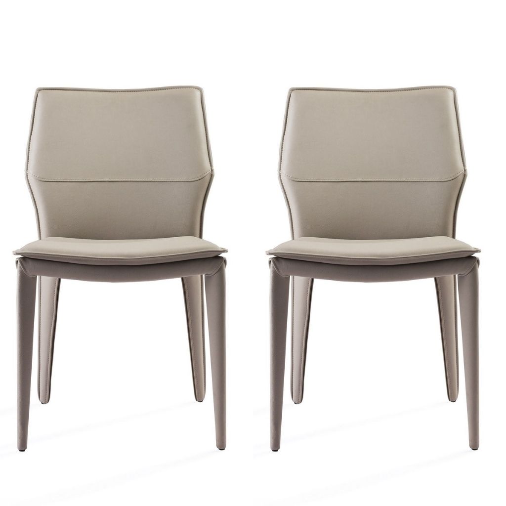 Miranda Dining Chair, Set of 2, Light Gray, Faux Leather, Steel Legs, DC1475-LGRY Brand: Whiteline Modern Living Size: 19inW x 24inD x 33inH, Weight: 16lb, Material: Faux leather & steel legs Color: Light Gray, Assembly Required: No, Weather Resistant: No