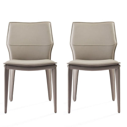 Miranda Dining Chair, Set of 2, Light Gray, Faux Leather, Steel Legs, DC1475-LGRY Brand: Whiteline Modern Living Size: 19inW x 24inD x 33inH, Weight: 16lb, Material: Faux leather & steel legs Color: Light Gray, Assembly Required: No, Weather Resistant: No