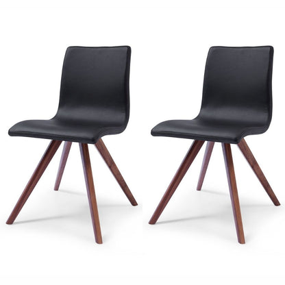 Whiteline Modern Living Olga dining chair with faux leather upholstery and solid walnut legs.