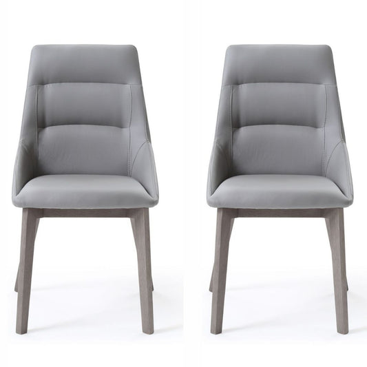 Siena Dining Chair, Set of 2, Grey, Faux Leather, Solid Wood Legs, DC1420-GRY/GRY Brand: Whiteline Modern Living, Size: 25inW x 20inD x 35inH,  Seat Height:  18in/ 46cm, Seat Depth: 16.5in/ 42cm, Weight: 17lb, Color: Grey, Assembly Required: Yes, Avoid Power Tools!