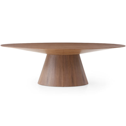 Bruno | Oval Dining Table For 6, Walnut Veneer Brand: Whiteline Modern Living Size: 95inW x 43inD x 30inH; Weight: 161lb; Shape: Oval Material: Wood; Seating Capacity: Seats 4-6 people; Color: Walnut Veneer, DT1474-WLT