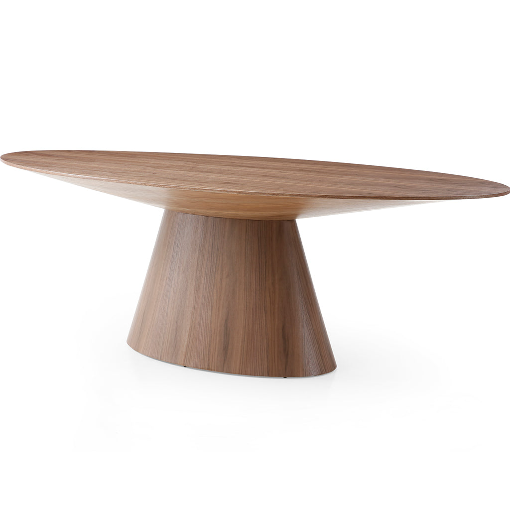 Bruno | Oval Dining Table For 6, Walnut Veneer Brand: Whiteline Modern Living Size: 95inW x 43inD x 30inH; Weight: 161lb; Shape: Oval Material: Wood; Seating Capacity: Seats 4-6 people; Color: Walnut Veneer, DT1474-WLT