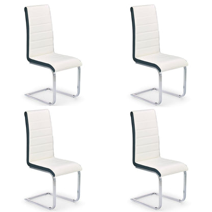 Mira Dining Chair, Set of 4, Black & White, Faux Leather, Chrome Steel Legs, HALK-132 Brand: Maxima House Size: 16.5inW x 22.4inD x 39inH, Weight: 18.3lb,Material: Faux leather & Chrome steel legs, Color: Black & White