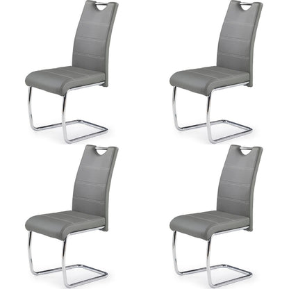 Roma Dining Chair, Set of 4, Gray, Faux Leather, Chrome Steel Legs, HALK-211G Brand: Maxima House , Size: 16.5inW x 23.6inD x 38.2inH, Weight: 15.4lb, Material: Faux leather & Chrome steel legs, Color: Gray