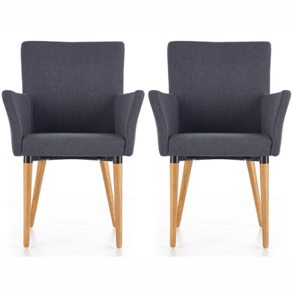 Lenora Dining Chairs, Set of 2, Gray & Light Wood Color, Fabric, Solid Wood Legs, HALK-274 Brand: Maxima House, Size: 24.4inW x 24inD x 35.8inH, Weight: 18.5lb, Material: Fabric & Solid Wood legs, Color: Gray & Light Wood Color