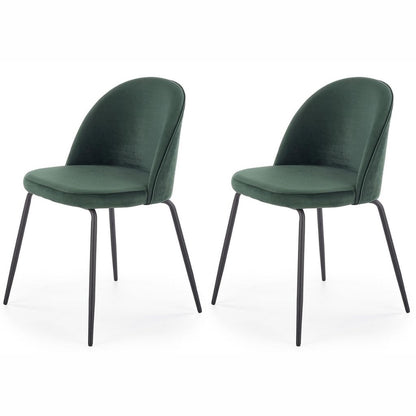 Nomi Dining Chairs, Set of 2, Dark Green, Fabric, Powder Coated Steel Legs, HALK-314G Brand: Maxima House, Size: 20.5inW x 19.7inD x 31.5inH, Weight: 15lb, Material: Fabric & Powder Coated steel legs, Color: Dark Green