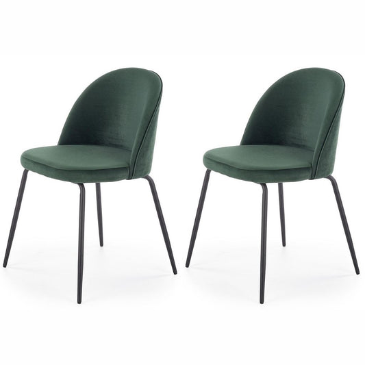 Nomi Dining Chairs, Set of 2, Dark Green, Fabric, Powder Coated Steel Legs, HALK-314G Brand: Maxima House, Size: 20.5inW x 19.7inD x 31.5inH, Weight: 15lb, Material: Fabric & Powder Coated steel legs, Color: Dark Green