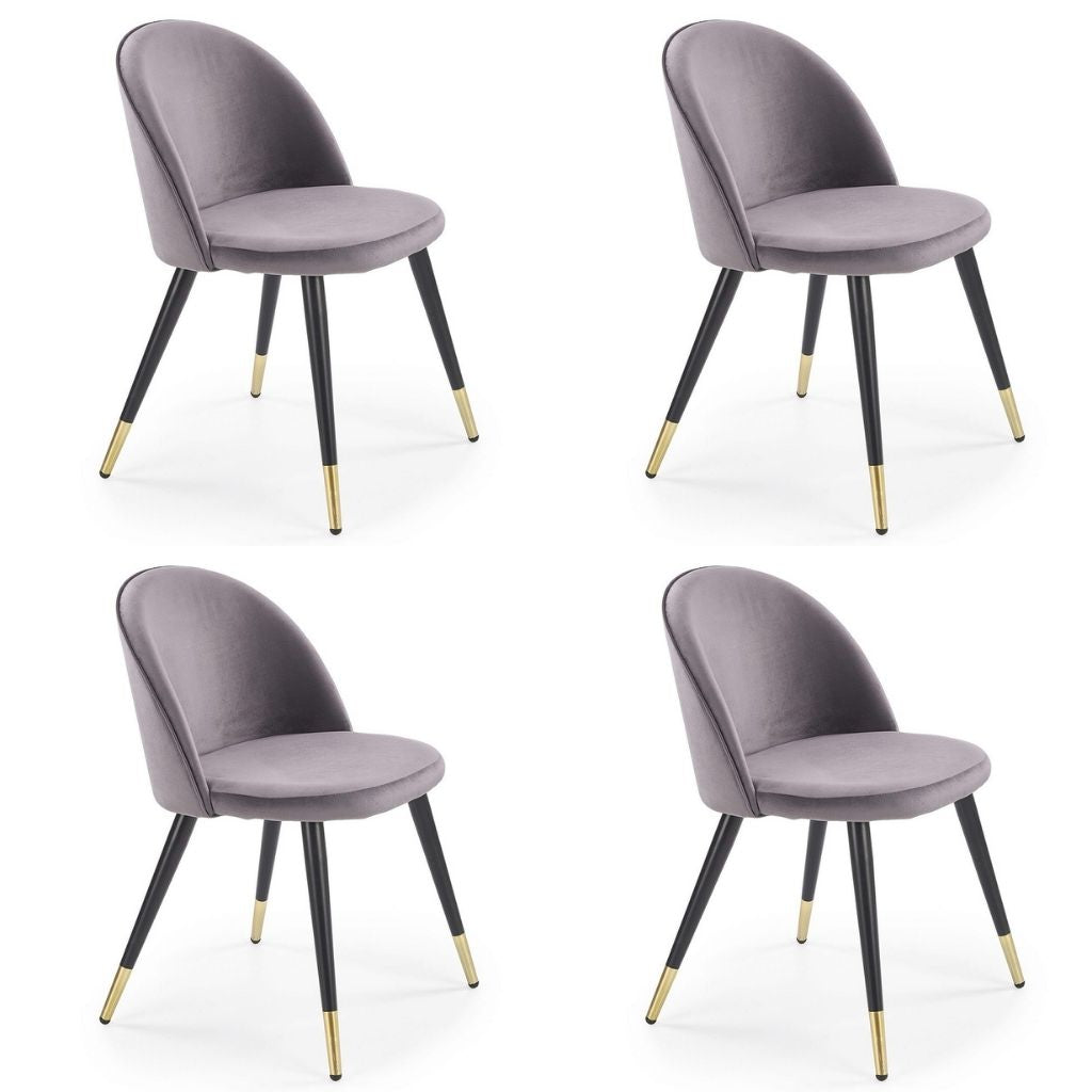 Homie Dining Chair, Set of 4, Grey, Fabric, Powder Coated Steel Legs, HALK-315G Brand: Maxima House, Size: 19.7inW x 21.7inD x 30inH, Weight: 13lb, Material: Fabric & Powder Coated steel legs, Color: Grey