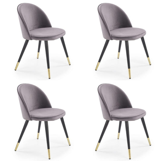 Homie Dining Chair, Set of 4, Grey, Fabric, Powder Coated Steel Legs, HALK-315G Brand: Maxima House, Size: 19.7inW x 21.7inD x 30inH, Weight: 13lb, Material: Fabric & Powder Coated steel legs, Color: Grey