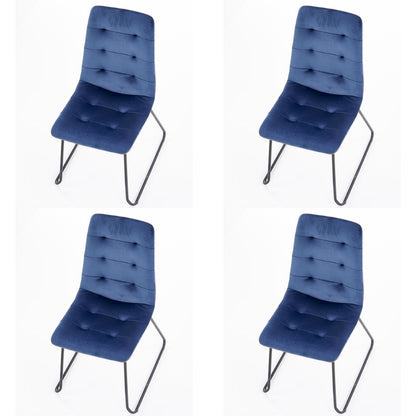 Della Dining Chairs, Set of 4, Dark Blue, Fabric, Powder Coated Steel Legs, HALK-321B Brand: Maxima House, Size: 17.7inW x 21.7inD x 33inH, Weight: 10.8lb, Material: Fabric & Powder Coated steel legs, Color: Dark Blue