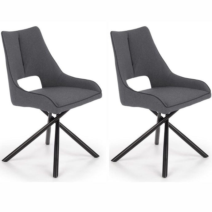 Ariene Dining Chairs, Set of 2, Gray, Fabric, Powder Coated Steel Legs, HALK-409 Brand: Maxima House, Size: 19.3inW x 20.5inD x 33inH, Weight: 17.2lb, Material: Fabric & Powder Coated steel legs, Color: Gray
