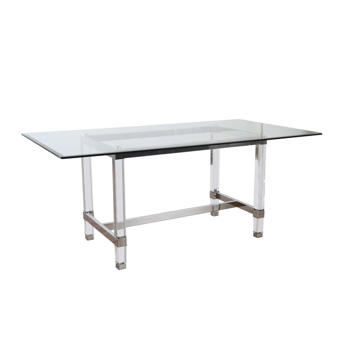 Caydence | 72 Glass Dining Table, Stainless Steel Base, 6 Seater, IDF-3654T