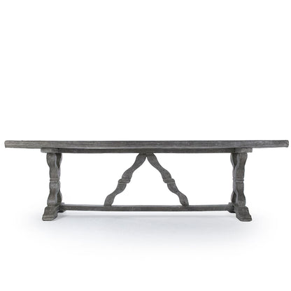 Lucie | Trestle Table For 8, Grey Solid Rectangular Table Fiberglass, LI-S10-25-58S-FG Brand: Zentique Size: 102inW x 39inD x 29.75inH,  Weight: 305lb, Shape: Rectangular Material: Fiberglass, Seating Capacity: Seats 8-10 people, Color: Gray