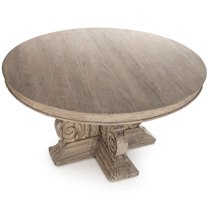 Adam | Gray Dining Table Round, 5 Seater, Contemporary, Solid Wood, Elm, Poplar, & Plywood, LI-S13-25-86