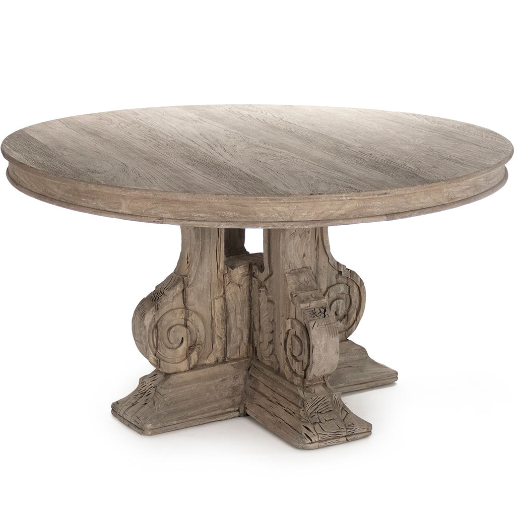 Adam | Gray Dining Table Round, 5 Seater, Contemporary, Solid Wood, Elm, Poplar, & Plywood, LI-S13-25-86