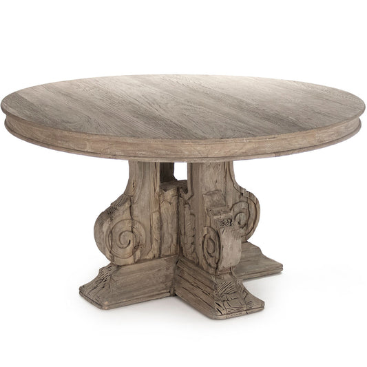 Adam | Gray Dining Table Round, 5 Seater, Contemporary, Solid Wood, Elm, Poplar, & Plywood, LI-S13-25-86