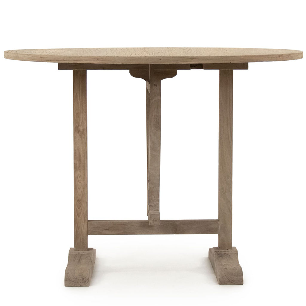 Laurel | Space Saving Dining Table, Dry Natural Finish, Round, Wooden, Elm & Plywood, LI-SH10-13-67, Brand: Zentique, Size: 39.25inW x 39.25inD x 30.25inH Weight: 95lb, Shape: Round, Material: Elm & Plywood Seating Capacity: Seats 2-4 people, Color: Dry natural finish