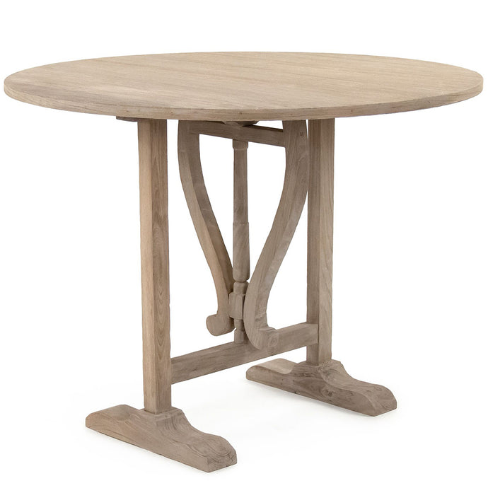 Laurel | Space Saving Dining Table, Dry Natural Finish, Round, Wooden, Elm & Plywood, LI-SH10-13-67, Brand: Zentique, Size: 39.25inW x 39.25inD x 30.25inH Weight: 95lb, Shape: Round, Material: Elm & Plywood Seating Capacity: Seats 2-4 people, Color: Dry natural finish