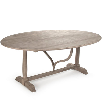 Arek | Oval Dining Table For 6, Raw Natural Finish, Wooden, LI-SH11-25-71 Brand: Zentique, Size: 80inW x 54.25inD x 31.50inH, Weight: 105lb Shape: Ovall, Material: Elm & Plywood Seating Capacity: Seats 4-6 people, Color: Raw natural finish