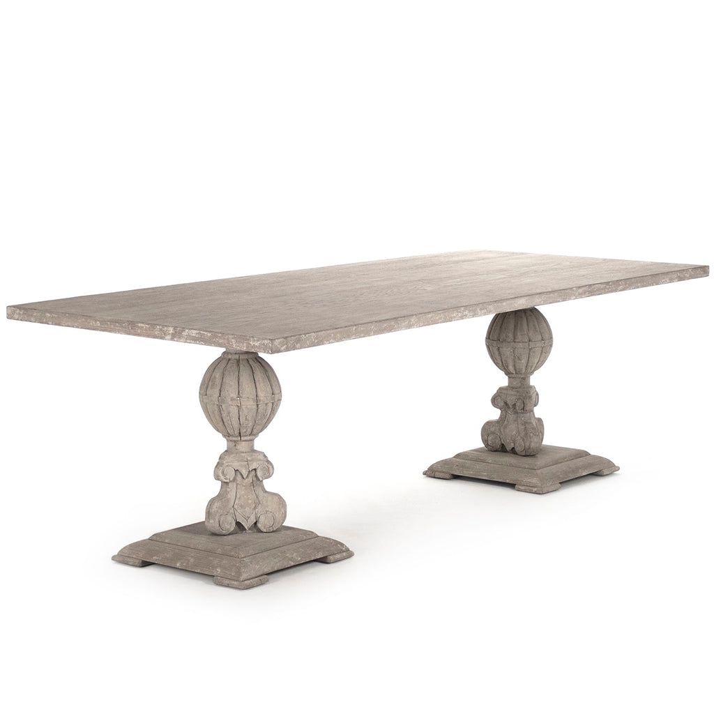 Marsh | Antique Look Pedestal Base Table For 8, Rectangular, Wooden, LI-SH12-25-82 Brand: Zentique, Size: 94.25inW x 39.25inD x 30inH Weight: 180lb, Shape: Rectangular, Material: Wood, Pine, Poplar & Elm Seating Capacity: Seats 6-8 people, Color: Weathered