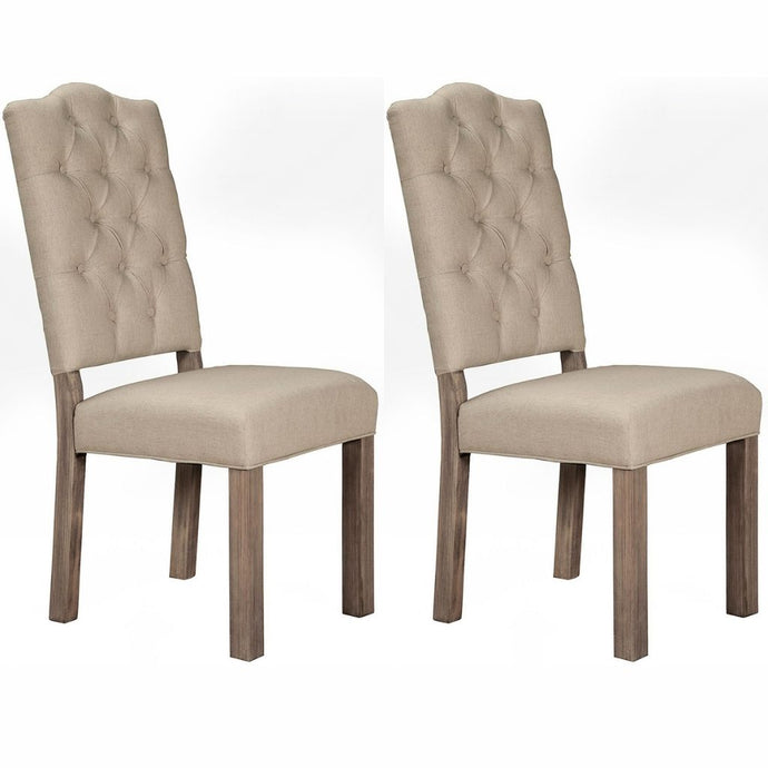 Fiji Dining Chair, Set of 2, Champagne Color, Upholstered, Mahogany Solids & Okoume Veneer, ORI-814-02, Brand: Alpine Furniture, Size: 24inW x 19inD x 45inH, Material: Mahogany Solids & Okoume Veneer, Color: Champagne Color