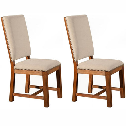 Shasta Dining Chair, Set of 2, Salvaged Natural Color, Upholstered, Mahogany Solids & Veneer, ORI-913-05, Brand: Alpine Furniture, Size: 22inW x 19inD x 43inH, Seat height:  20in/ 51cm, Material: Plantation Mahogany Solids & Veneer, Color: Salvaged Natural Color