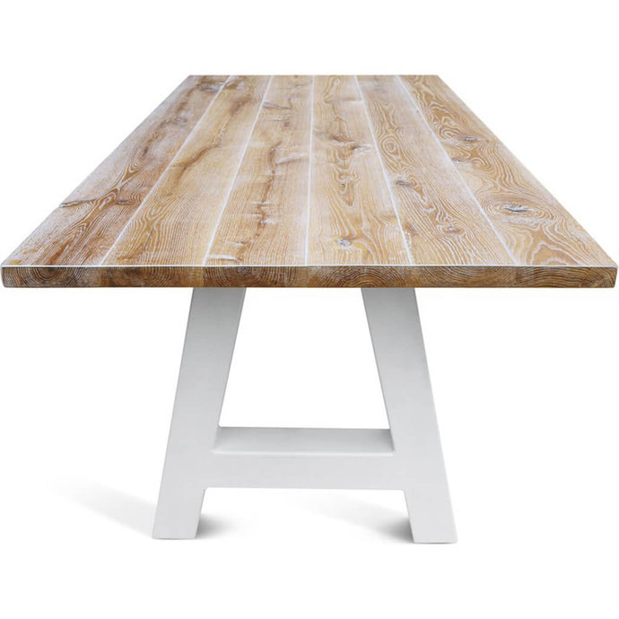 Castle-A | Wooden Slats Modern Table, Rectangular, Oak Wood, 8 Seater, SCANDI017