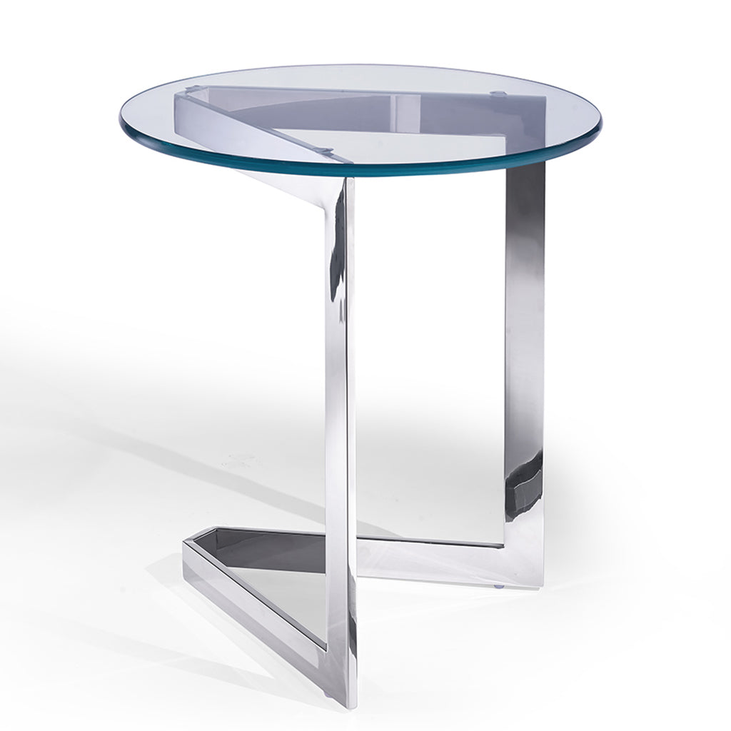 Jasmine | 18" Modern Glass And Chrome End Table, Round, ST1382