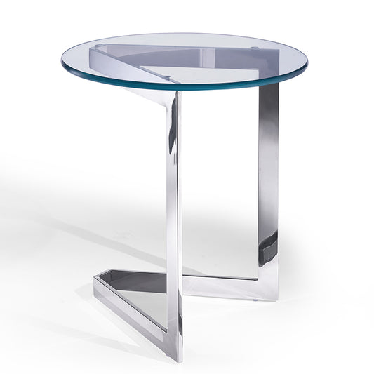 Jasmine | 18" Modern Glass And Chrome End Table, Round, ST1382