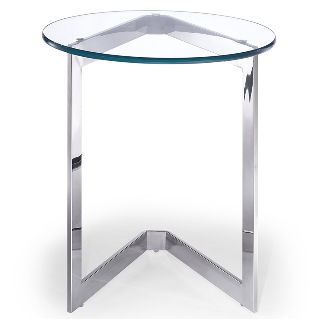 Jasmine | 18" Modern Glass And Chrome End Table, Round, ST1382