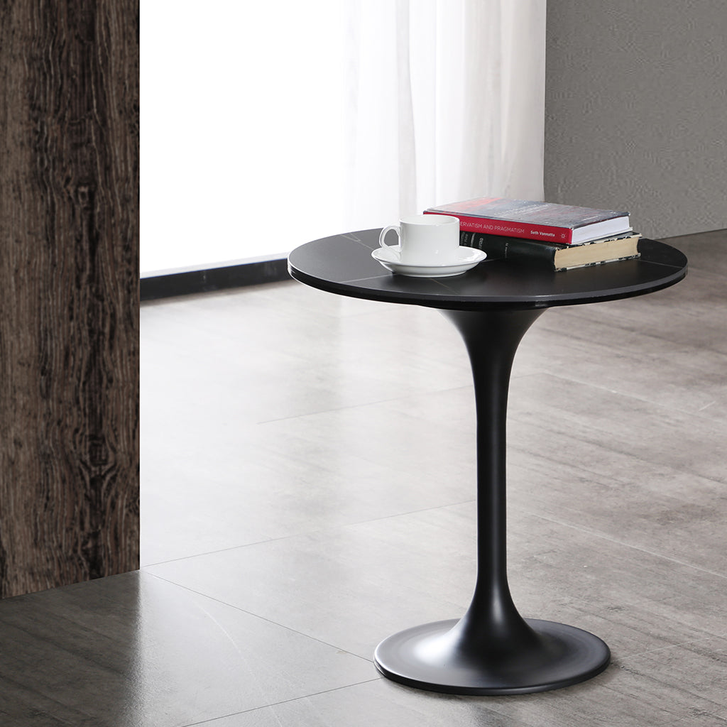 Amarosa | 18" Ceramic Pedestal End Table, Black, ST1719