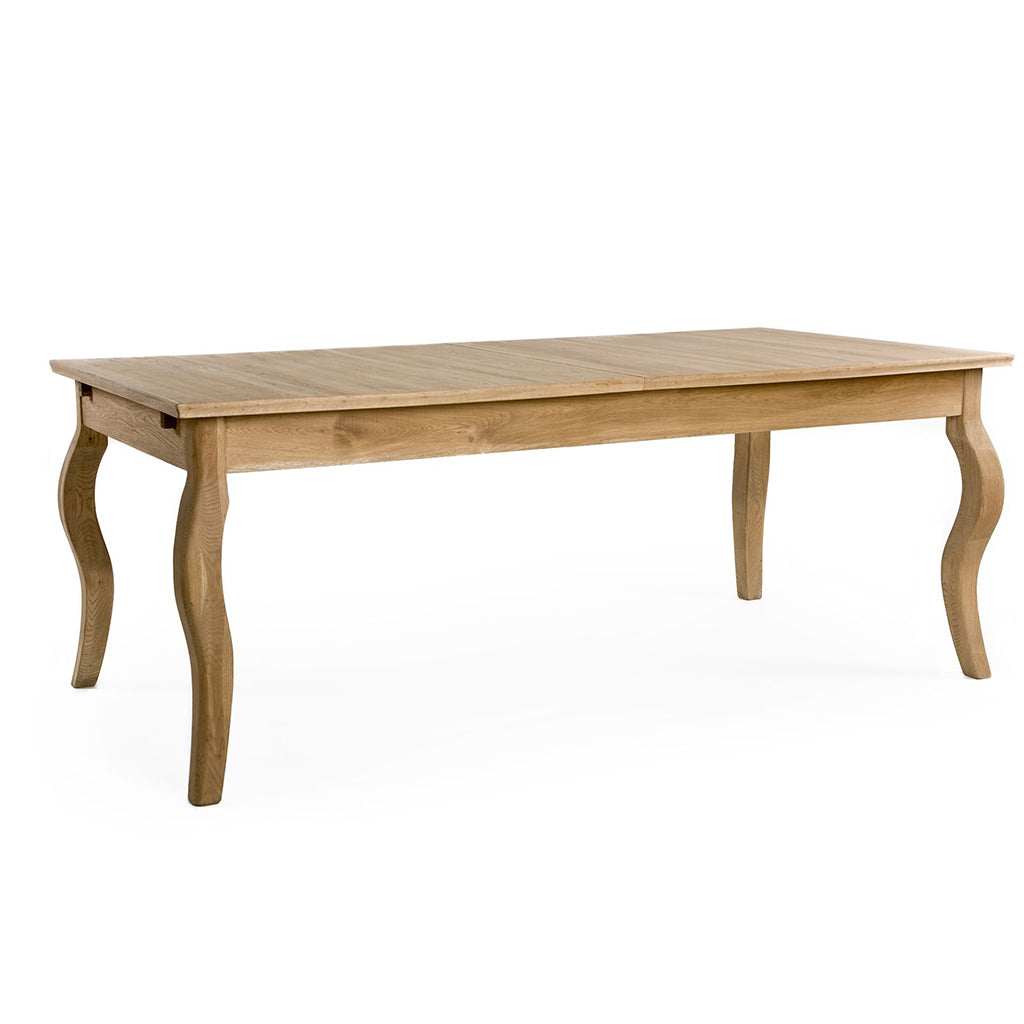 Buy now! 8- Seater Extendable Table Rhone | Extendable French Style Table With Curved Legs, Rectangular, Oak Wood, T001 E255 , Brand: Zentique Size: 78.8inW x 39.5inD x 31inH, Extended: 99inW x 39.5inD x 31inH, Weight:   190lb, Seating Capacity: Seats 6-8 people, Color: Natural Oak