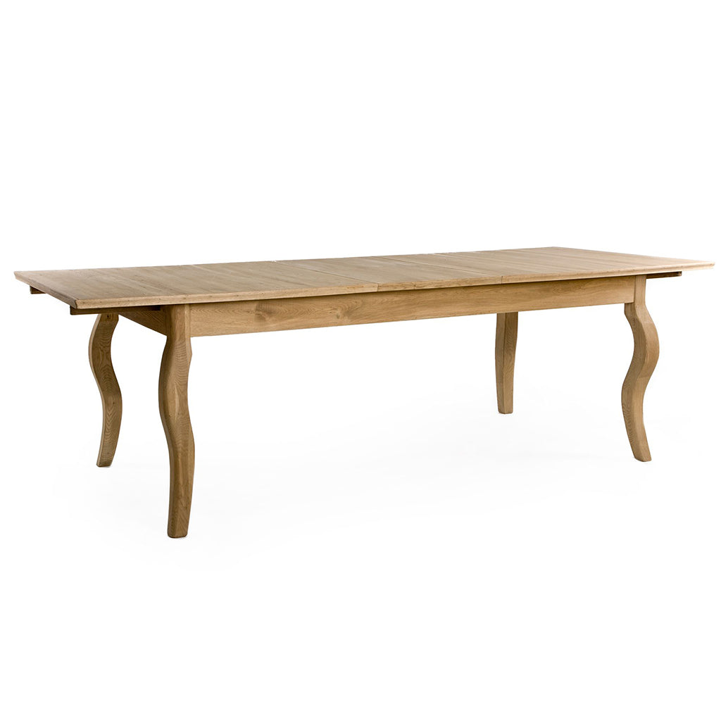 Buy now! 8- Seater Extendable Table Rhone | Extendable French Style Table With Curved Legs, Rectangular, Oak Wood, T001 E255 , Brand: Zentique Size: 78.8inW x 39.5inD x 31inH, Extended: 99inW x 39.5inD x 31inH, Weight:   190lb, Seating Capacity: Seats 6-8 people, Color: Natural Oak