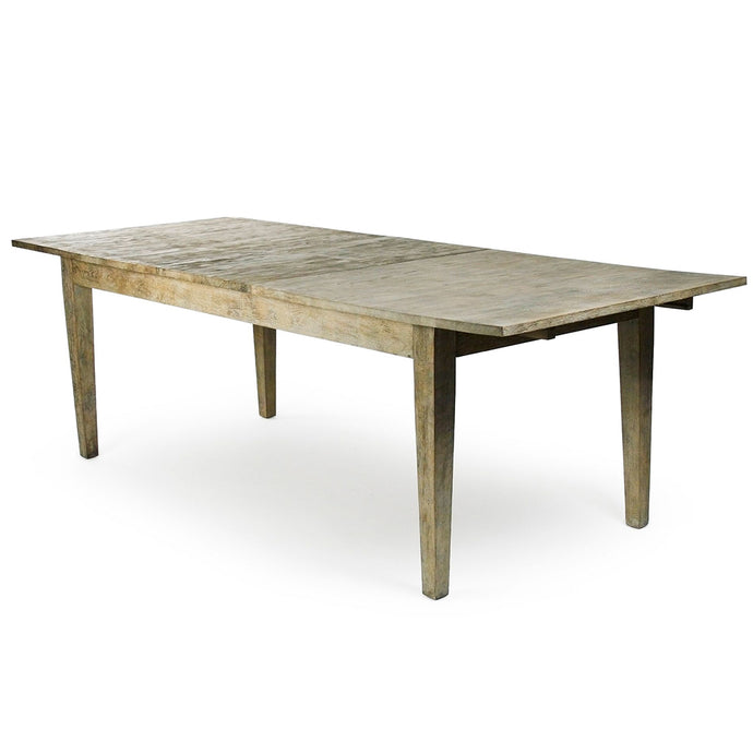 Grasse | Distressed Finish Expandable Basic Look Dining Table, Oak, T003 E272 Brand: Zentique Size: 78.8inW x 39.5inD x 31inH Extended: 99inW x 39.5inD x 31inH; Weight: 180lb; Shape: Rectangular; Material: Oak Wood; Seating Capacity: Seats 8-10 people;