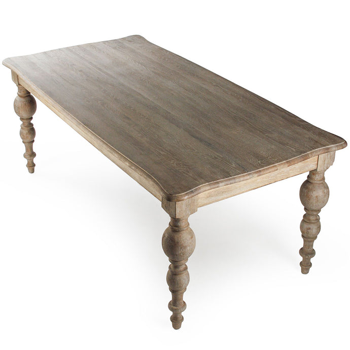 Felicia | Old Look Table, French Design, Rectangular, Oak Wood, T015 E272 298 Brand: Zentique Size: 79inW x 40inD x 31inH, Weight:   150lb, Shape: Rectangular Material: Limed Grey Oak, Seating Capacity: Seats 6-7 people, Color: Gray Oak