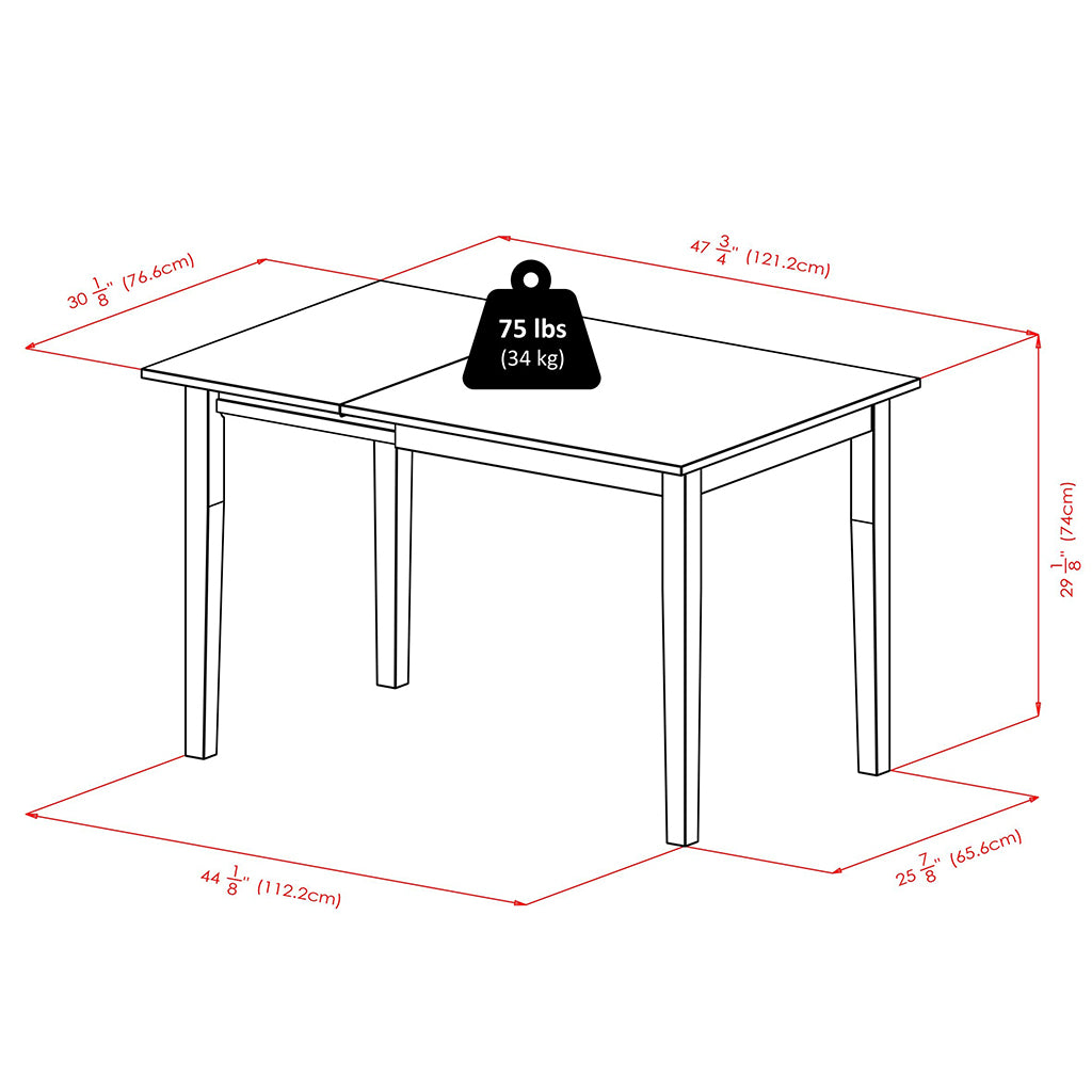 Winsome Perrone Drop Leaf Dining Table, Rectangular, Walnut, 94831 Size: 47.72inW x 30.16inD x 29.13inH; Weight: 52lb; Shape: Rectangular Material: Walnut; Seating Capacity: Seats 4-6 people; Color: Dark wood color