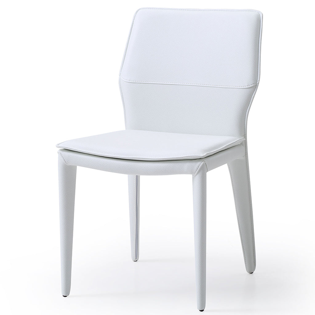 Whiteline Modern Living Miranda Dining Chairs in white, showcasing a sleek and contemporary design, perfect for adding a modern touch to any dining space.