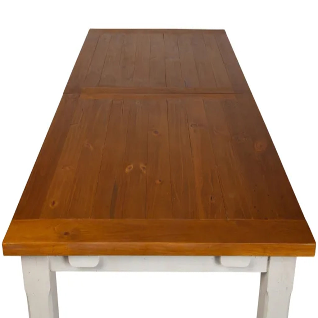 Sullivan | 72"-90" Pine Extendable Dining Table, White Legs, 8 Seater, RPM-T08-32