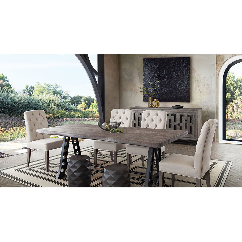 87" x 39" Artesia Dining Table, Live Edge Shape, Acacia Wood, 6 Seater