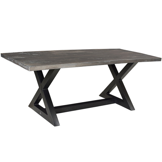 Zax | Rustic Industrial Dining Table, Solid Mango Top, Metal Base, 6 Seater, 201-147DG
