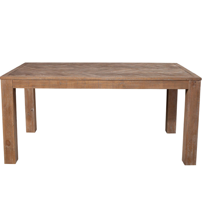 Aiden 8 Person Dining Table, Pine Table Rectangular, Solid Wood, Plywood, 3348-01 Brand: Alpine Furniture; Size: 74inW x  36inD x  31inH; Weight: 101lb Shape: Rectangular; Material: Solid pine wood & plywood Seating Capacity: Seats 6-8 people; Color: Weathered natural