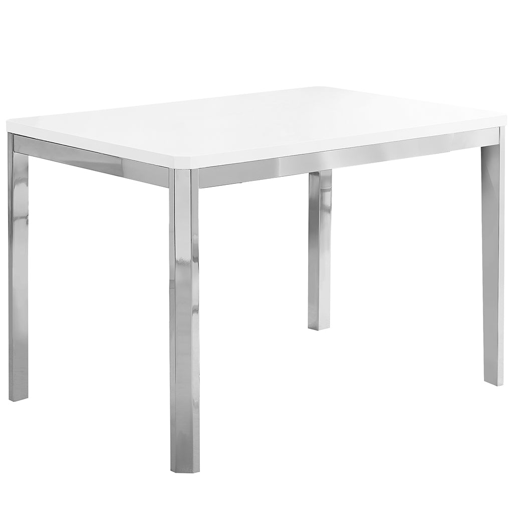 47.5" x 31.5" White And Chrome Dining Table, 4 Seater, 332581